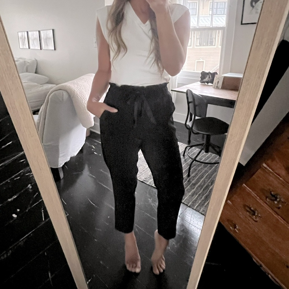 Zara ankle pants with ribbon tie